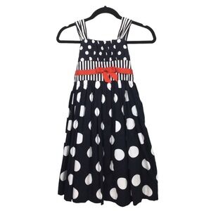 Bonnie Jean Girls Polka Dot Strap Front Bow Tie Back Tulle Lined Pleated Dress 8